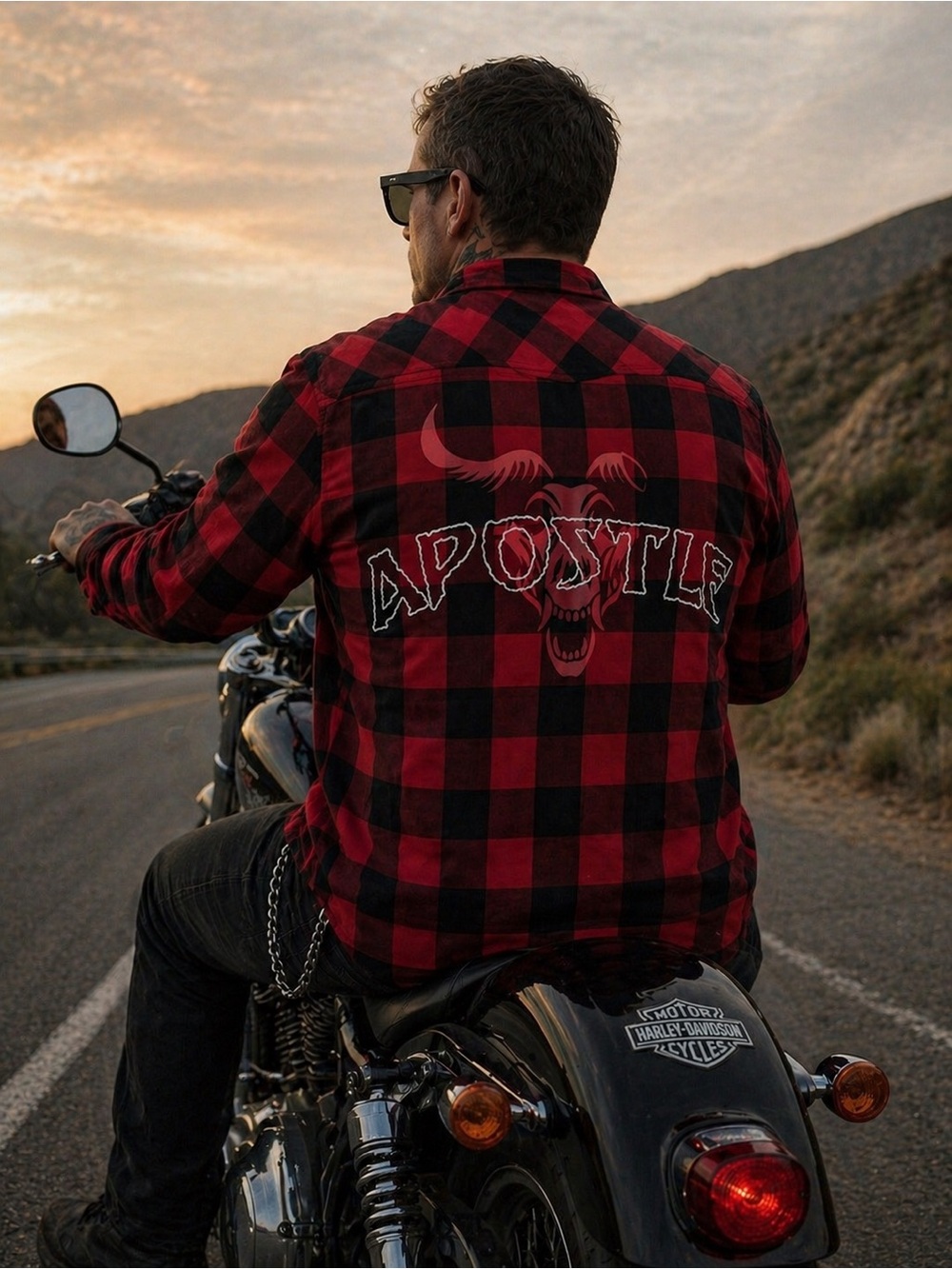 Allegory Red Black Plaid Flannel Shirt Graphic Apostle Button Up Mens Medium